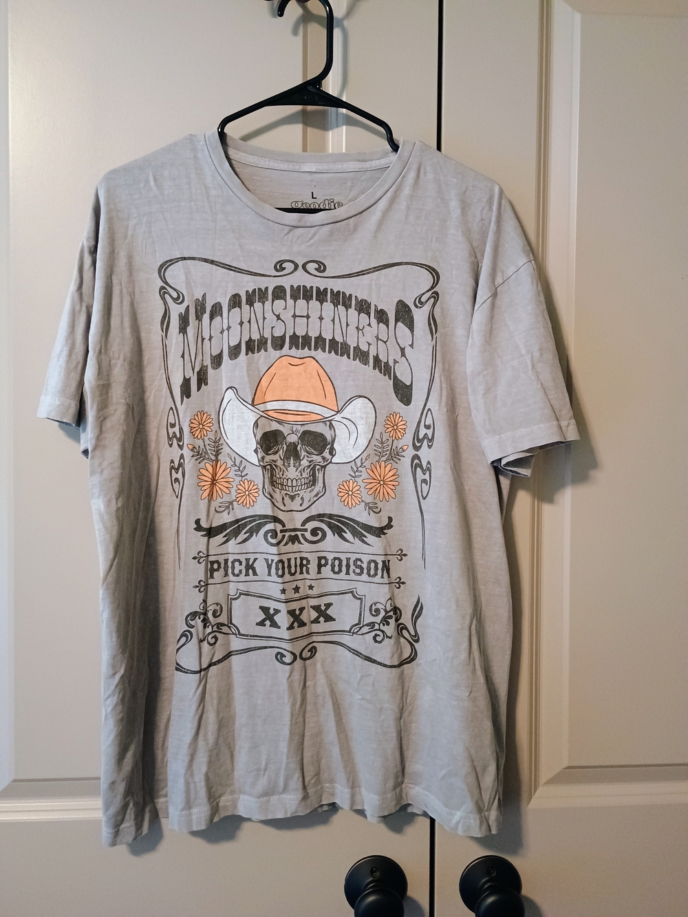 Moonshiners Graphic Tee - Light Gray with Orange Accent
